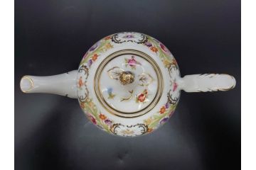 ドイツ　ドレスデン　シューマン ババリア　SCHUMANN BAVARIA　 金彩　フラワー　鮮やかな色合いと散りばめられた花たちが可愛らしいティーポット(洋食器)(R-074618)