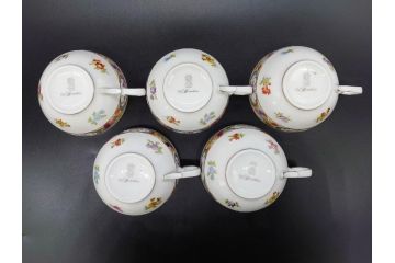 ドイツ　ドレスデン　シューマン ババリア　SCHUMANN BAVARIA　 フラワー　美しい金彩のデザインが華やかな雰囲気を醸し出すティーカップ&ソーサー5客セット(C&S、花、洋食器)(R-074619)