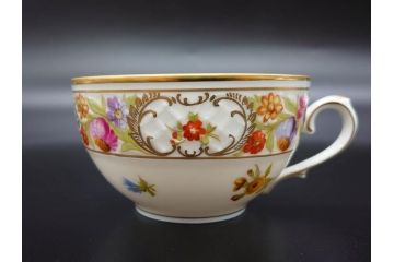 ドイツ　ドレスデン　シューマン ババリア　SCHUMANN BAVARIA　 フラワー　美しい金彩のデザインが華やかな雰囲気を醸し出すティーカップ&ソーサー5客セット(C&S、花、洋食器)(R-074619)