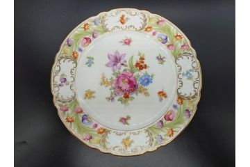 ドイツ　ドレスデン　シューマン ババリア　SCHUMANN BAVARIA　 金彩　フラワー　華やかな花たちが食卓に彩を与えるプレート6枚セット(大小、皿、洋食器)(R-074620)
