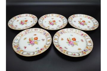 ドイツ　ドレスデン　シューマン ババリア　SCHUMANN BAVARIA　 金彩　フラワー　華やかな花たちが食卓に彩を与えるプレート6枚セット(大小、皿、洋食器)(R-074620)