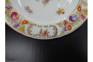 ドイツ　ドレスデン　シューマン ババリア　SCHUMANN BAVARIA　 金彩　フラワー　華やかな花たちが食卓に彩を与えるプレート6枚セット(大小、皿、洋食器)(R-074620)