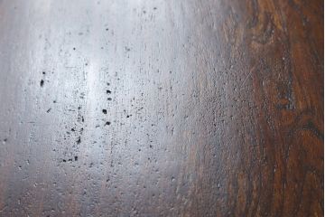 和製アンティーク　象嵌入り　栓材　味のある風合いが魅力の文机(ローテーブル、デスク、座机、作業台、平机、ワークデスク、在宅用、在宅ワーク用)(R-074634)