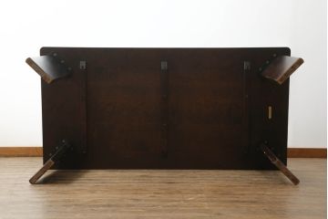 中古　北海道民芸家具　#694高座椅子　希少な絶版品! シックで落ち着いた空間づくりに活躍する高座卓ダイニングセット(ダイニングテーブル、4人掛け、4P、ダイニングチェア、板座チェア、椅子、イス、いす、食卓)(R-074635)