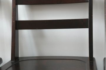 中古　北海道民芸家具　#694高座椅子　希少な絶版品! シックで落ち着いた空間づくりに活躍する高座卓ダイニングセット(ダイニングテーブル、4人掛け、4P、ダイニングチェア、板座チェア、椅子、イス、いす、食卓)(R-074635)