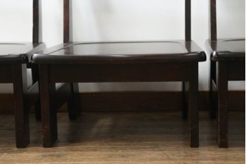 中古　北海道民芸家具　#694高座椅子　希少な絶版品! シックで落ち着いた空間づくりに活躍する高座卓ダイニングセット(ダイニングテーブル、4人掛け、4P、ダイニングチェア、板座チェア、椅子、イス、いす、食卓)(R-074635)