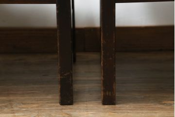 中古　北海道民芸家具　#694高座椅子　希少な絶版品! シックで落ち着いた空間づくりに活躍する高座卓ダイニングセット(ダイニングテーブル、4人掛け、4P、ダイニングチェア、板座チェア、椅子、イス、いす、食卓)(R-074635)