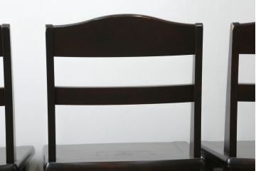 中古　北海道民芸家具　#694高座椅子　希少な絶版品! シックで落ち着いた空間づくりに活躍する高座卓ダイニングセット(ダイニングテーブル、4人掛け、4P、ダイニングチェア、板座チェア、椅子、イス、いす、食卓)(R-074635)