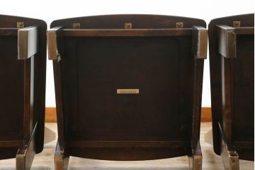 中古　北海道民芸家具　#694高座椅子　希少な絶版品! シックで落ち着いた空間づくりに活躍する高座卓ダイニングセット(ダイニングテーブル、4人掛け、4P、ダイニングチェア、板座チェア、椅子、イス、いす、食卓)(R-074635)