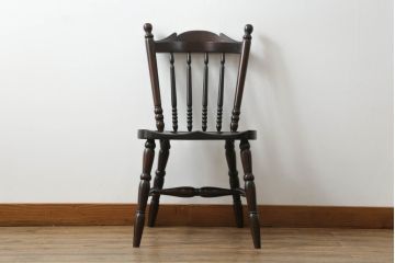 中古　美品　松本民芸家具　16型スピンドルチェア　ゆったりと座れるダイニングチェア(板座チェア、椅子、イス)(R-074636)