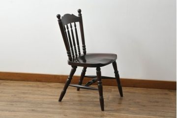 中古　美品　松本民芸家具　16型スピンドルチェア　ゆったりと座れるダイニングチェア(板座チェア、椅子、イス)(R-074636)