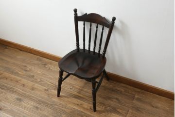 中古　美品　松本民芸家具　16型スピンドルチェア　ゆったりと座れるダイニングチェア(板座チェア、椅子、イス)(R-074636)