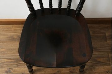 中古　美品　松本民芸家具　16型スピンドルチェア　ゆったりと座れるダイニングチェア(板座チェア、椅子、イス)(R-074636)