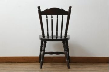 中古　美品　松本民芸家具　16型スピンドルチェア　ゆったりと座れるダイニングチェア(板座チェア、椅子、イス)(R-074636)