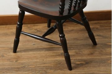 中古　美品　松本民芸家具　16型スピンドルチェア　ゆったりと座れるダイニングチェア(板座チェア、椅子、イス)(R-074636)