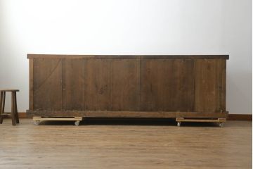 和製アンティーク　前面欅(ケヤキ)材　存在感抜群!堂々とした佇まいが魅力の八尺水屋箪笥サイドボード(食器棚、サイドキャビネット、収納棚、戸棚、店舗什器)(R-074647)