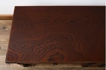 中古　岩谷堂箪笥　南部鉄器金具と漆が和の雰囲気を盛り立てる文机(座机、ローテーブル、デスク、在宅ワーク、在宅用)(定価約20万円)(R-074669)