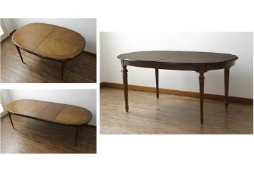 中古　希少モデル!!　DREXEL HERITAGE(ドレクセルヘリテイジ)　Grand Villa(グランドヴィラ)　凝った天板のデザインがおしゃれなダイニングテーブル(エクステンションテーブル、パーティーテーブル、4人掛け、6人掛け)(R-074680)