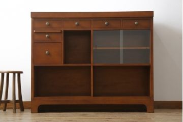 中古　美品!!　横浜ダニエル(daniel)　アーリーアメリカンシリーズ　A-315　滑らかな木肌が上品な雰囲気を醸し出すカウンターテーブルサイドボード(収納棚、戸棚、キッチンカウンター、バーカウンター)(定価約126万円)(R-074682)