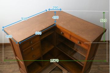 中古　横浜ダニエル(daniel)　アーリーアメリカンシリーズ　A-316　大容量の収納力が嬉しい! 高級感と重厚感を兼ね備えたコーナーカウンター(収納棚、カウンターテーブル、バーカウンター)(定価約160万円)(R-074683)