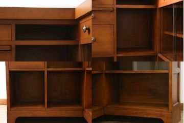 中古　横浜ダニエル(daniel)　アーリーアメリカンシリーズ　A-316　大容量の収納力が嬉しい! 高級感と重厚感を兼ね備えたコーナーカウンター(収納棚、カウンターテーブル、バーカウンター)(定価約160万円)(R-074683)
