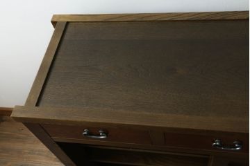 中古　美品!!　国産職人手作り　欅(ケヤキ)材　和モダンな空間作りにも活躍する高級水屋箪笥サイドボード(サイドキャビネット、収納棚、戸棚、食器棚)(R-074696)