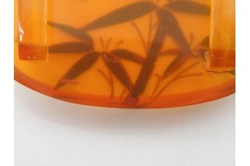 べっ甲(鼈甲)　蒔絵　竹　良生銘　百合螺鈿　和の趣溢れる帯留め2個セット(ブローチ、帯締め、着物道具、和装小物、アクセサリー)(R-074710)