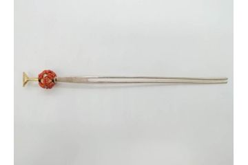 アンティーク　ビンテージ　螺鈿　珊瑚　翡翠　簪7本セット(サンゴ、ヒスイ、かんざし、和装小物、髪飾り、アクセサリー、玉簪、バチ型、平打ち簪、ヴィンテージ)(R-074716)