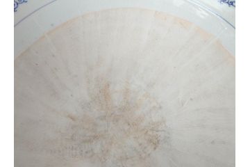 川本半助　瀬戸染付　花鳥文　約38cm　1尺2寸皿　手描きの味わいが魅力的なすり鉢(和食器、一尺二寸)(R-074717)