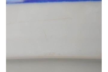 川本半助　瀬戸染付　花鳥文　約38cm　1尺2寸皿　手描きの味わいが魅力的なすり鉢(和食器、一尺二寸)(R-074717)