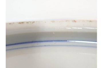 真陶園　川本半助　瀬戸染付　約39cm　1尺3寸皿　繊細な絵付けが落ち着いた雰囲気を醸し出す大皿(和皿、和食器、半介、一尺三寸)(R-074718)