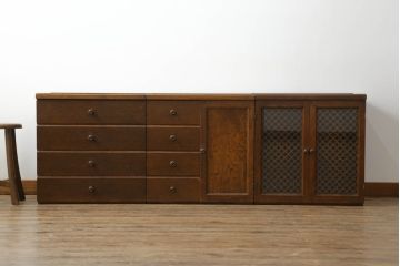 中古　美品　オーク材　三越家具(現カントリーハウス)　Brugge(ブルージュ)　クラシカルな雰囲気を醸し出すチェスト(サイドチェスト、引き出し、収納箪笥)(R-074746)