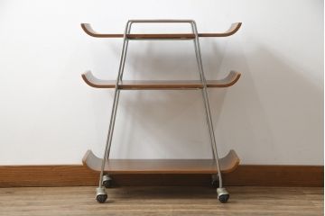 和製ビンテージ　ミッドセンチュリーな雰囲気がおしゃれなキッチンワゴン(キャスターワゴン、キッチンラック、トロリー、飾り棚、ヴィンテージ)(R-074756)