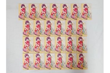 昭和レトロ　新年はがき　女の子　男の子　200枚×2箱セット(絵葉書、年賀状、ハガキ、箱付き、計400枚、8種類、振袖、スキー、凧)(R-074796)