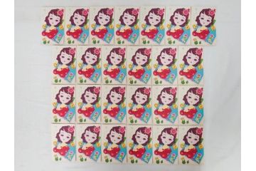 昭和レトロ　新年はがき　女の子　男の子　200枚×2箱セット(絵葉書、年賀状、ハガキ、箱付き、計400枚、8種類、振袖、スキー、凧)(R-074796)
