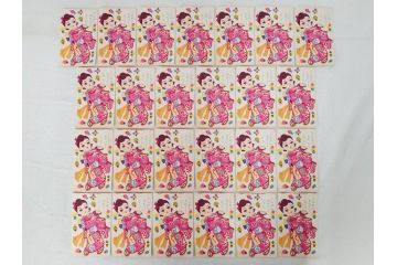 昭和レトロ　新年はがき　女の子　男の子　200枚×2箱セット(絵葉書、年賀状、ハガキ、箱付き、計400枚、8種類、振袖、スキー、凧)(R-074796)