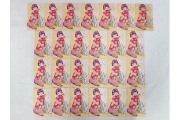 昭和レトロ　新年はがき　女の子　男の子　200枚×2箱セット(絵葉書、年賀状、ハガキ、箱付き、計400枚、8種類、振袖、スキー、凧)(R-074796)