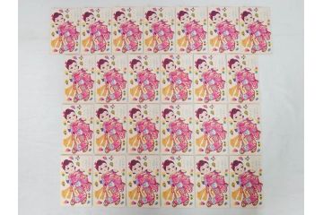 昭和レトロ　新年はがき　女の子　男の子　200枚×2箱セット(絵葉書、年賀状、ハガキ、箱付き、計400枚、8種類、振袖、スキー、凧)(R-074796)