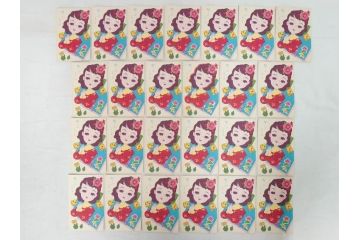 昭和レトロ　新年はがき　女の子　男の子　200枚×2箱セット(絵葉書、年賀状、ハガキ、箱付き、計400枚、8種類、振袖、スキー、凧)(R-074796)