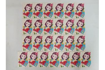 昭和レトロ　新年はがき　新年絵葉書　特製　松盛堂発行　各種取合　88枚&200枚セット(年賀状、ハガキ、箱付き、女の子、男の子、振袖、スキー、凧、動物)(R-074797)