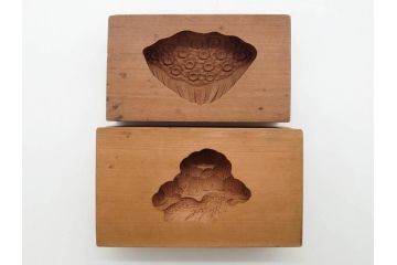 アンティーク雑貨　菓子型20点セット(菓子木型、木製、蓑亀、松、桜、サクラ、牡丹、蓮葉、太鼓、犬張り子、供養、バナナ、紅葉、もみじ、丸形)(R-074802)