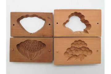 アンティーク雑貨　菓子型20点セット(菓子木型、木製、蓑亀、松、桜、サクラ、牡丹、蓮葉、太鼓、犬張り子、供養、バナナ、紅葉、もみじ、丸形)(R-074802)