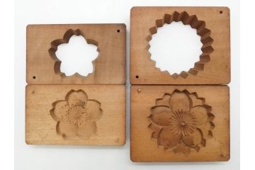 アンティーク雑貨　菓子型20点セット(菓子木型、木製、蓑亀、松、桜、サクラ、牡丹、蓮葉、太鼓、犬張り子、供養、バナナ、紅葉、もみじ、丸形)(R-074802)