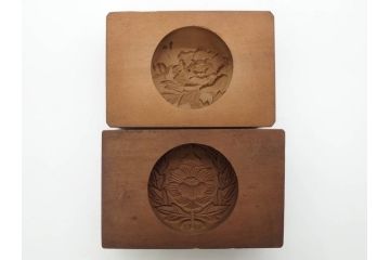 アンティーク雑貨　菓子型20点セット(菓子木型、木製、蓑亀、松、桜、サクラ、牡丹、蓮葉、太鼓、犬張り子、供養、バナナ、紅葉、もみじ、丸形)(R-074802)