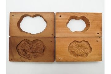 アンティーク雑貨　菓子型20点セット(菓子木型、木製、蓑亀、松、桜、サクラ、牡丹、蓮葉、太鼓、犬張り子、供養、バナナ、紅葉、もみじ、丸形)(R-074802)
