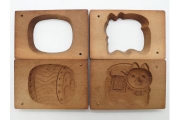アンティーク雑貨　菓子型20点セット(菓子木型、木製、蓑亀、松、桜、サクラ、牡丹、蓮葉、太鼓、犬張り子、供養、バナナ、紅葉、もみじ、丸形)(R-074802)