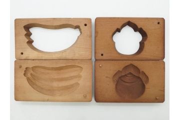 アンティーク雑貨　菓子型20点セット(菓子木型、木製、蓑亀、松、桜、サクラ、牡丹、蓮葉、太鼓、犬張り子、供養、バナナ、紅葉、もみじ、丸形)(R-074802)