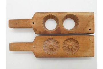 アンティーク雑貨　羽子板型　菓子型9点セット(菓子木型、木製、乱菊、九重菊、うたかた、観世水、舟、撫子、ナデシコ、花)(R-074806)