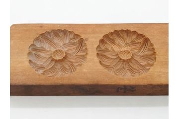 アンティーク雑貨　羽子板型　菓子型9点セット(菓子木型、木製、乱菊、九重菊、うたかた、観世水、舟、撫子、ナデシコ、花)(R-074806)