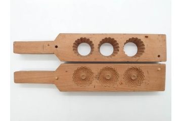 アンティーク雑貨　羽子板型　菓子型9点セット(菓子木型、木製、乱菊、九重菊、うたかた、観世水、舟、撫子、ナデシコ、花)(R-074806)